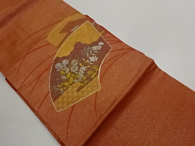 JAPANESE KIMONO / NAGOYA OBI / HIKIHAKU / EMBROIDERY / CLOUD & GRASS